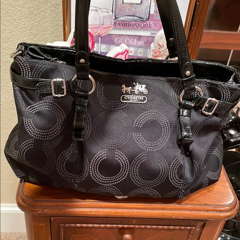 Coach Black and Silver Shoulder Bag